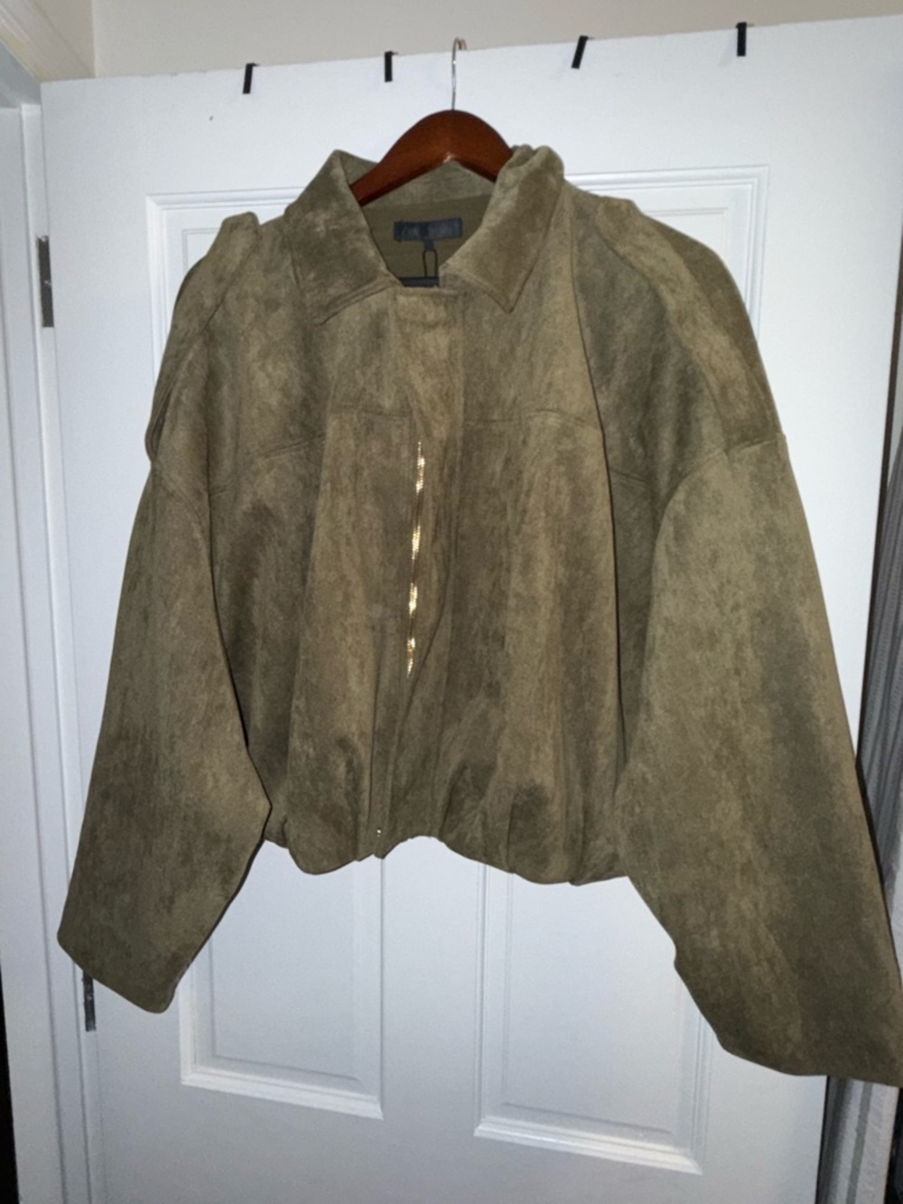 Zara bomber jacket Olive Green Suede NWT - Picture 3 of 6